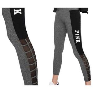 Victorias Secret Pink Logo Leggings Yoga High Rise Elastic Waist Strappy